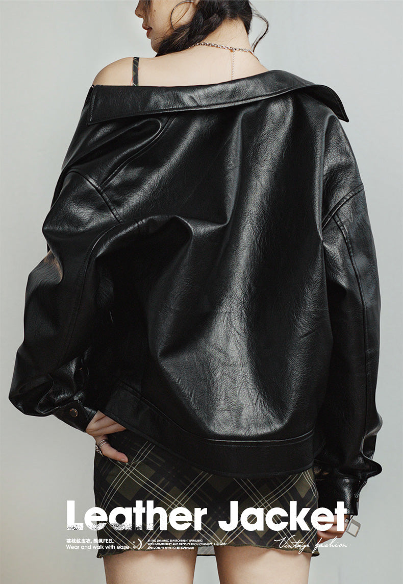 VAAGOON Retro Black Biker Jacket