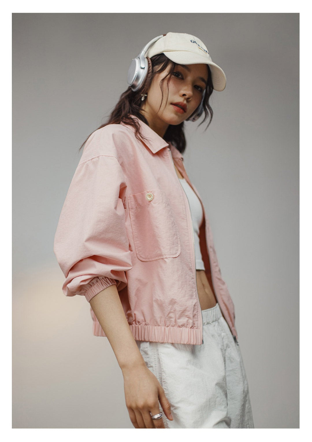 VAAGOON Women Baseball Collar Short Jacket