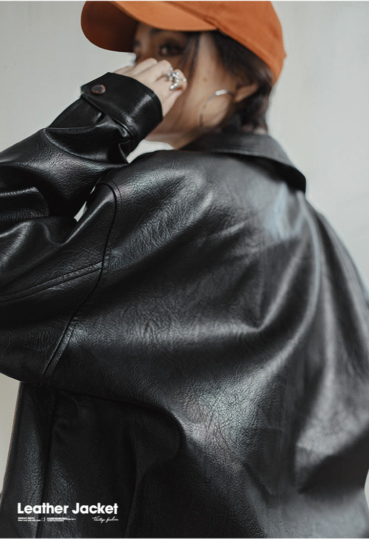 VAAGOON Retro Black Biker Jacket