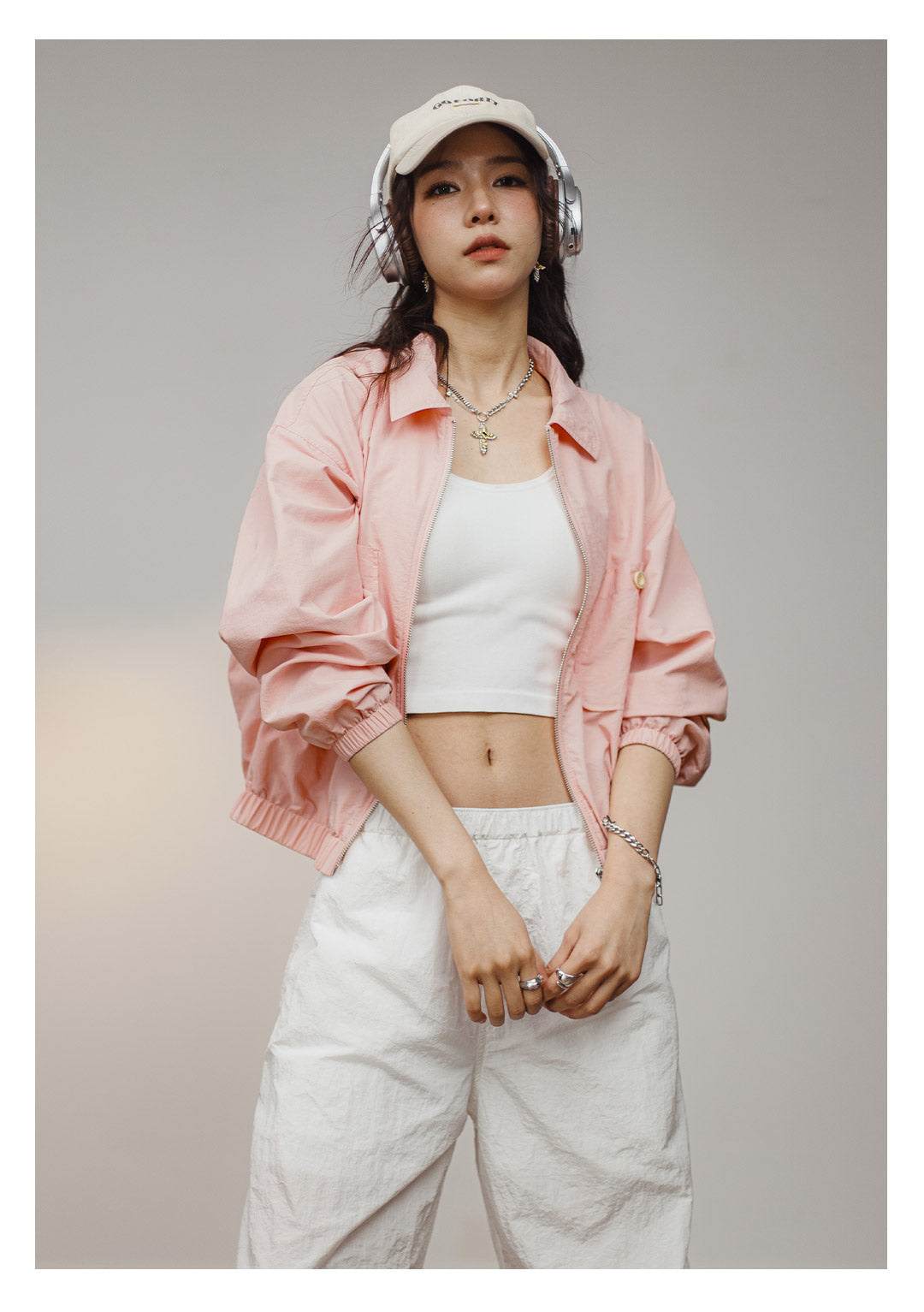 VAAGOON Women Baseball Collar Short Jacket