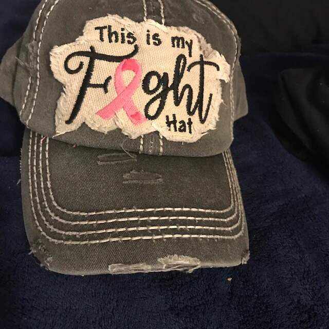 Embroidered Distressed Pink Ribbon Baseball Cap