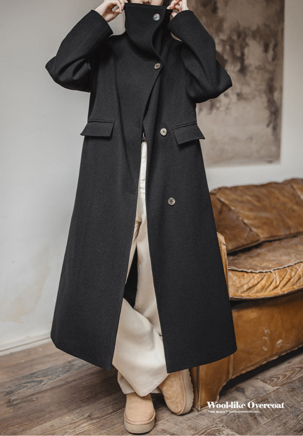 VAAGOON 80's Classic Long Woolen Coat