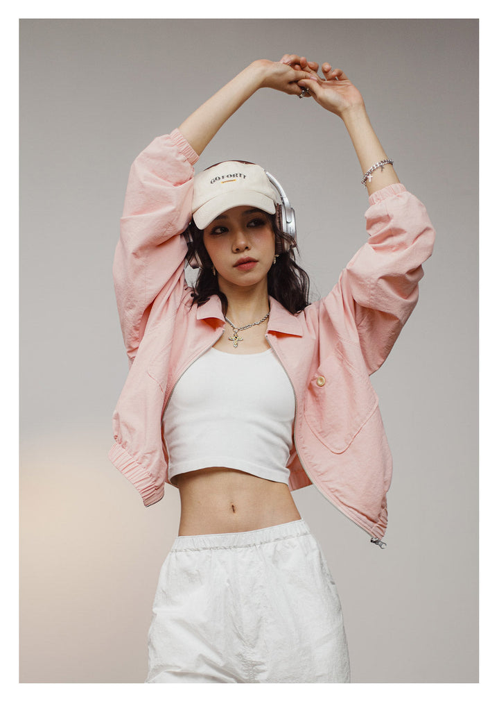 VAAGOON Women Baseball Collar Short Jacket