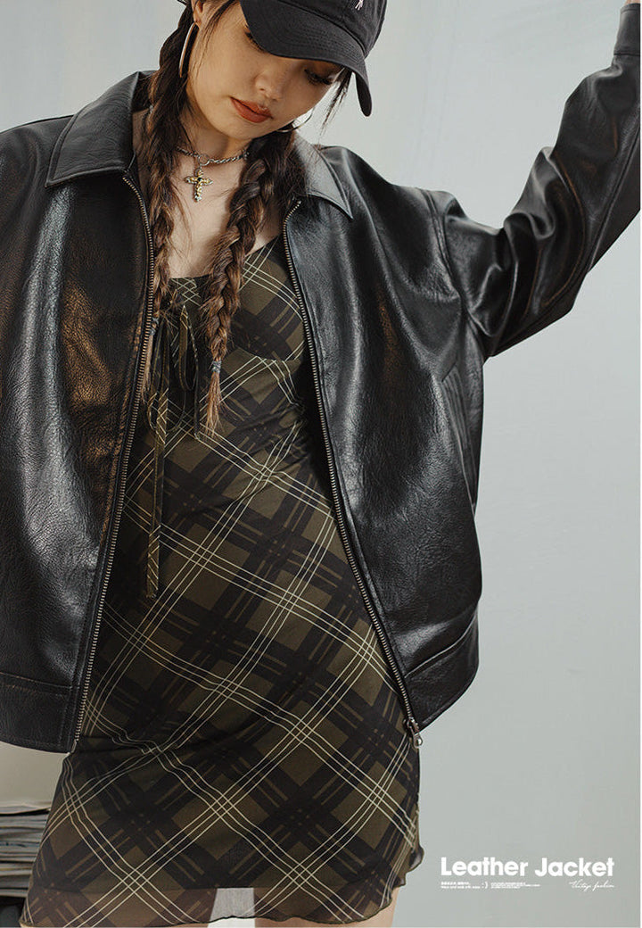 VAAGOON Retro Black Biker Jacket