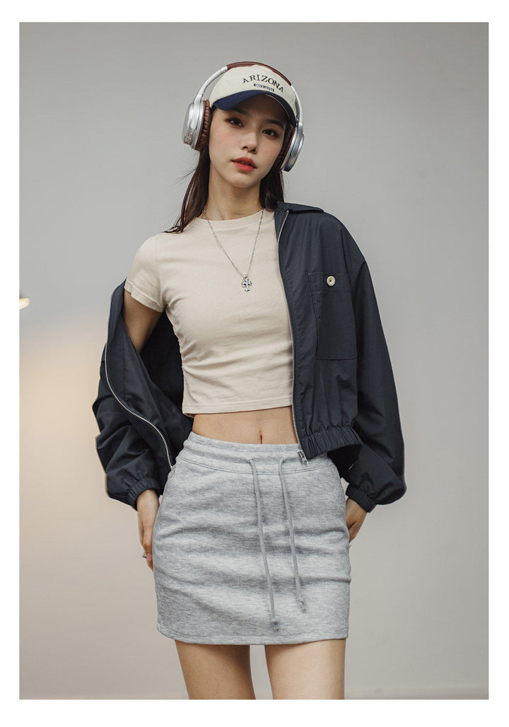 VAAGOON Women Baseball Collar Short Jacket