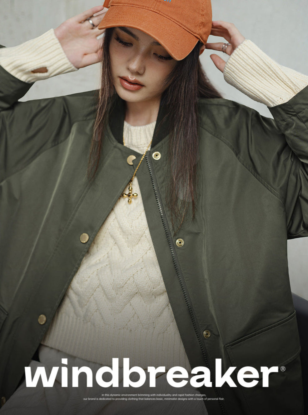 VAAGOON Retro Windbreaker Olive Green Mid-length Trench Coat