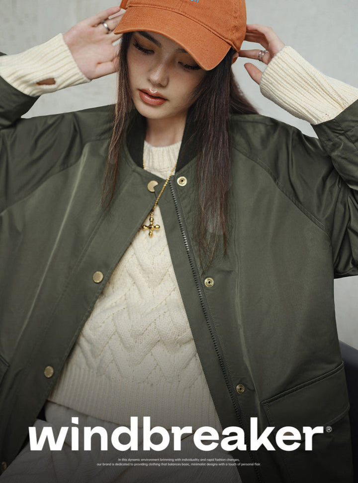 VAAGOON Retro Windbreaker Olive Green Mid-length Trench Coat