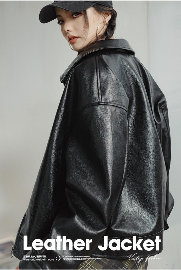 VAAGOON Retro Black Biker Jacket