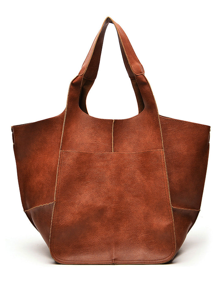 Simple Soft Leather Large Capacity Single Shoulder Portable Tote