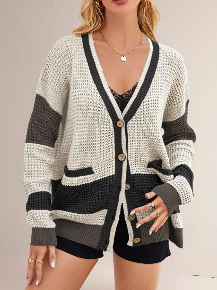 Vaagoon Urban Contrast V Neck Cardigan