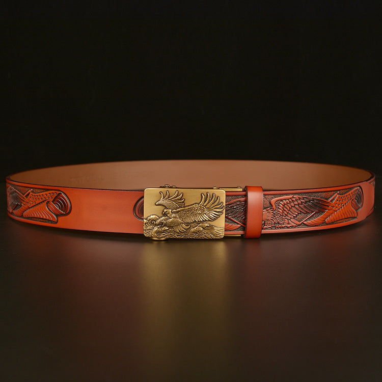 VAAGOON 4022 Black Eagle Embossed Leather Belt – Wide Eagle Buckle