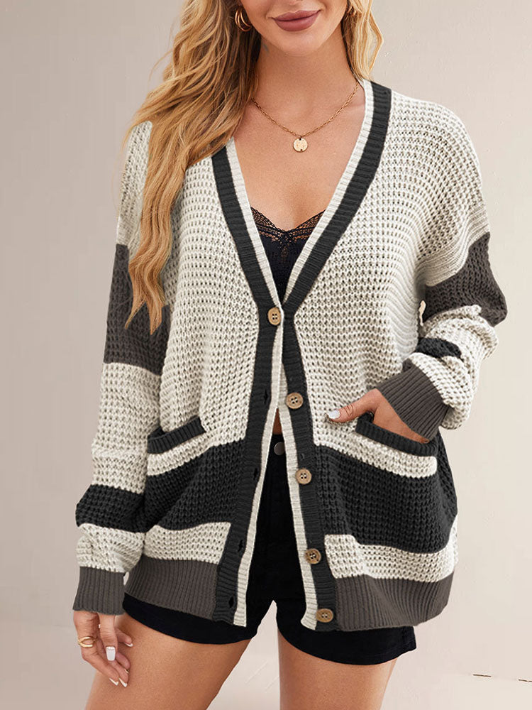 Vaagoon Urban Contrast V Neck Cardigan