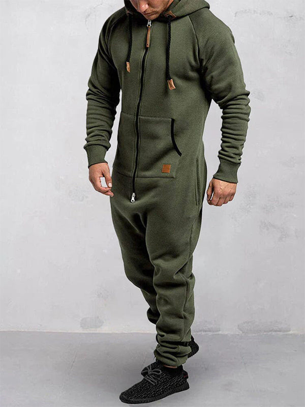 VAAGOON Hooded Fleece Zipper Jumpsuit