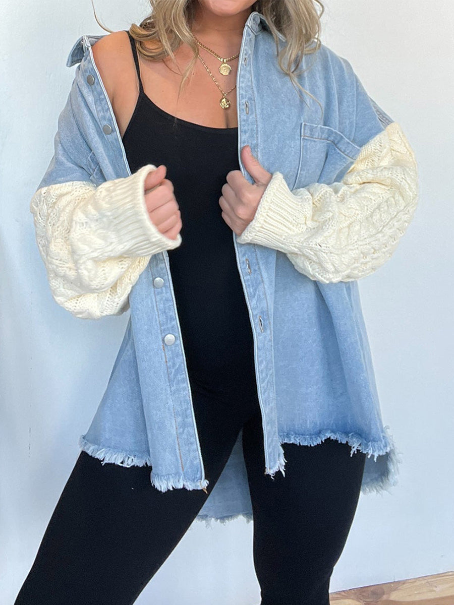 VAAGOON Mia Sweater Sleeve Denim Jacket