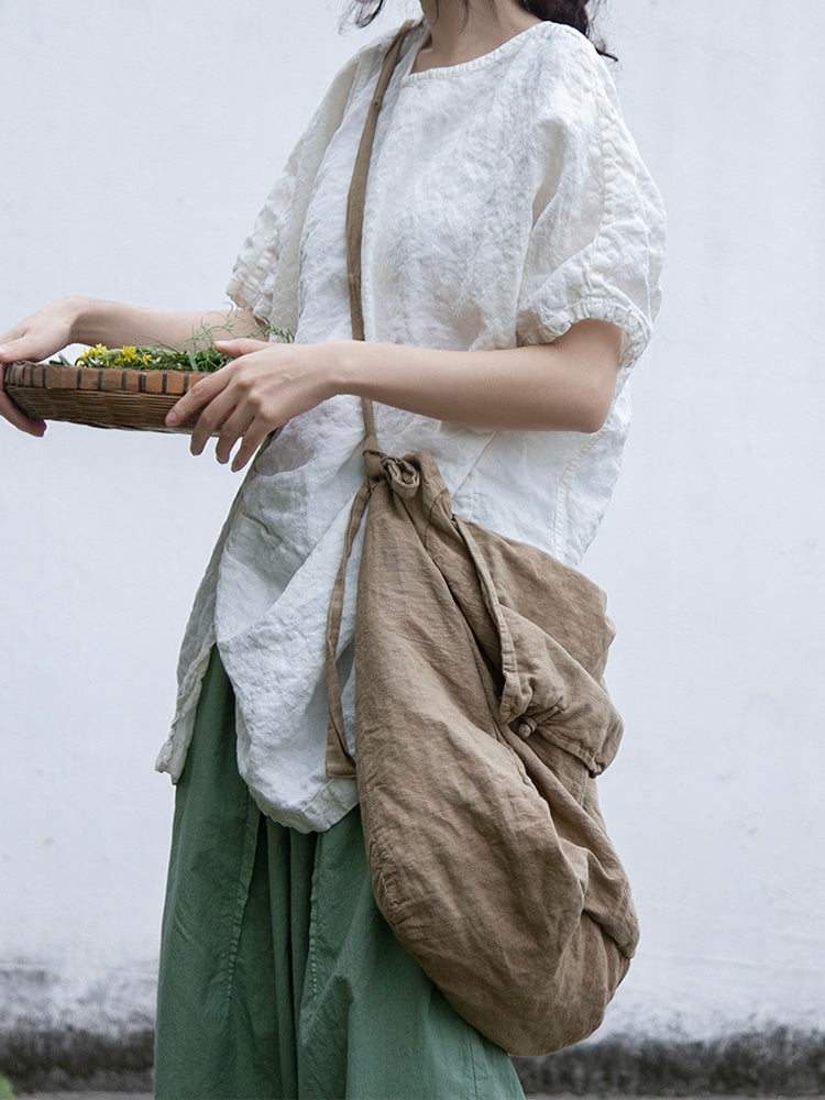 Capacious Cotton and Linen Shoulder Bag