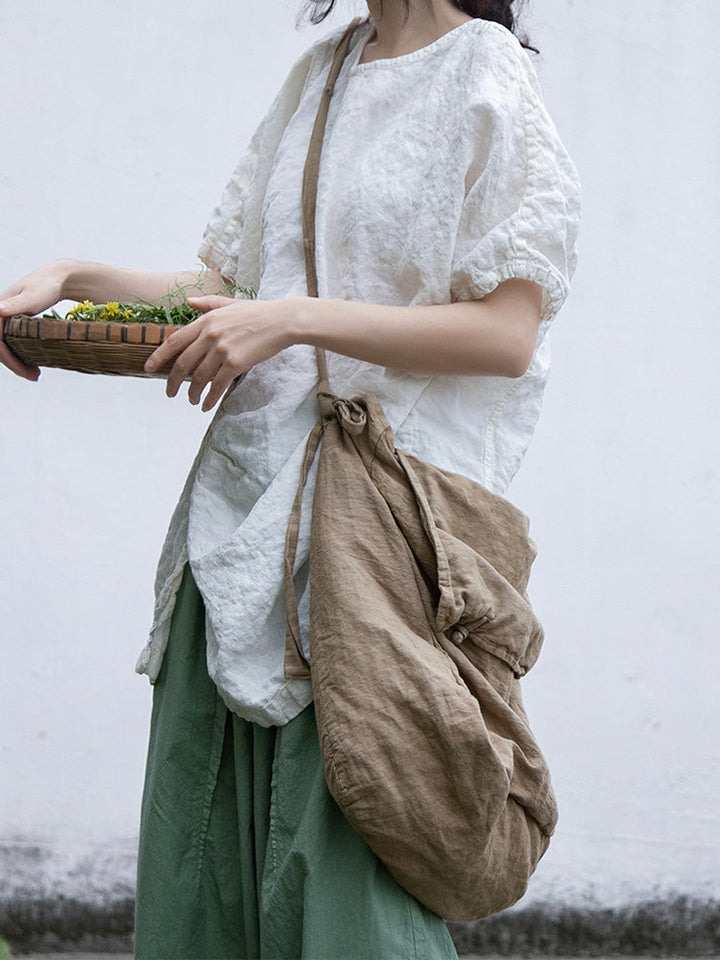Capacious Cotton and Linen Shoulder Bag