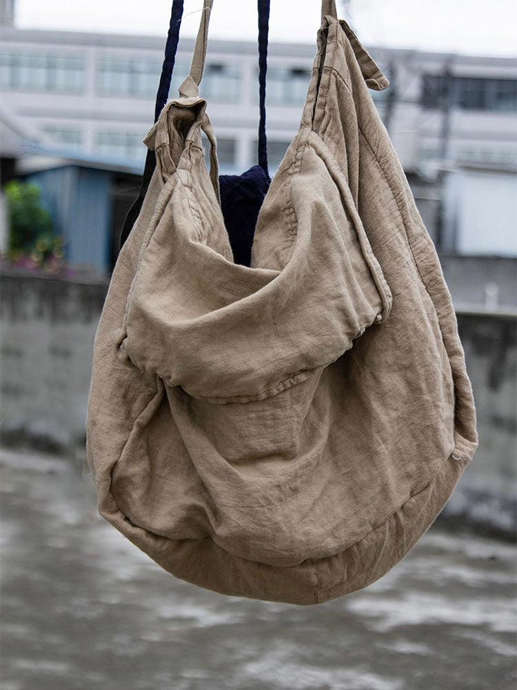 Capacious Cotton and Linen Shoulder Bag