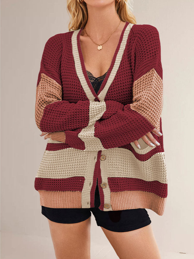 Vaagoon Urban Contrast V Neck Cardigan