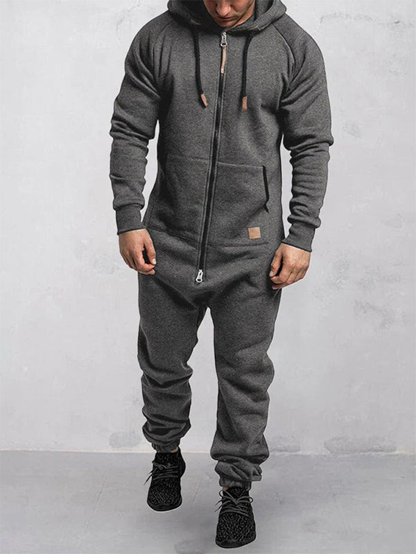 VAAGOON Hooded Fleece Zipper Jumpsuit