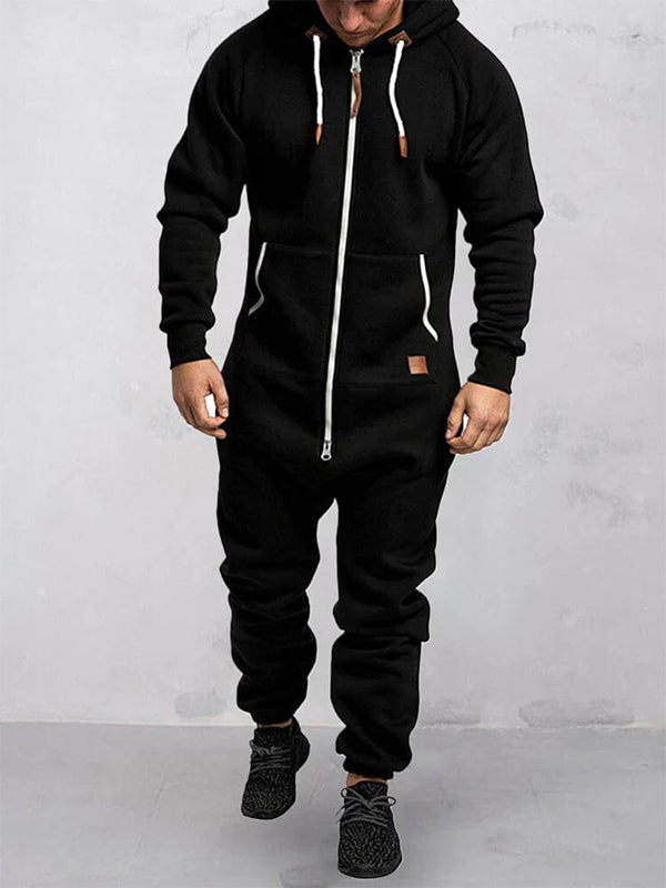 VAAGOON Hooded Fleece Zipper Jumpsuit
