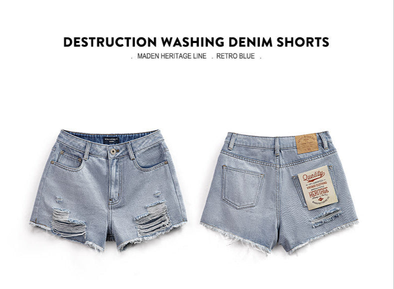 Vaagoon Destruction Washing Denim Shorts