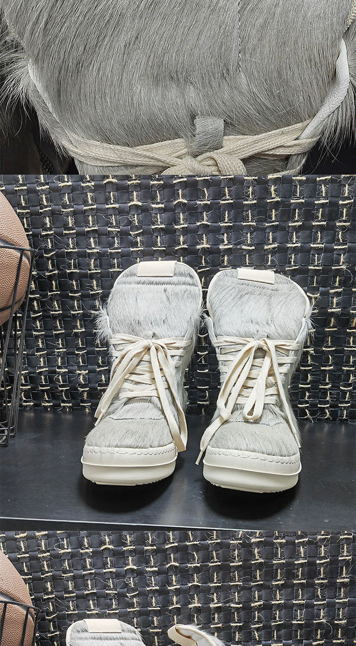 Vaagoon Horsehair Cross-Strap Platform Shoes