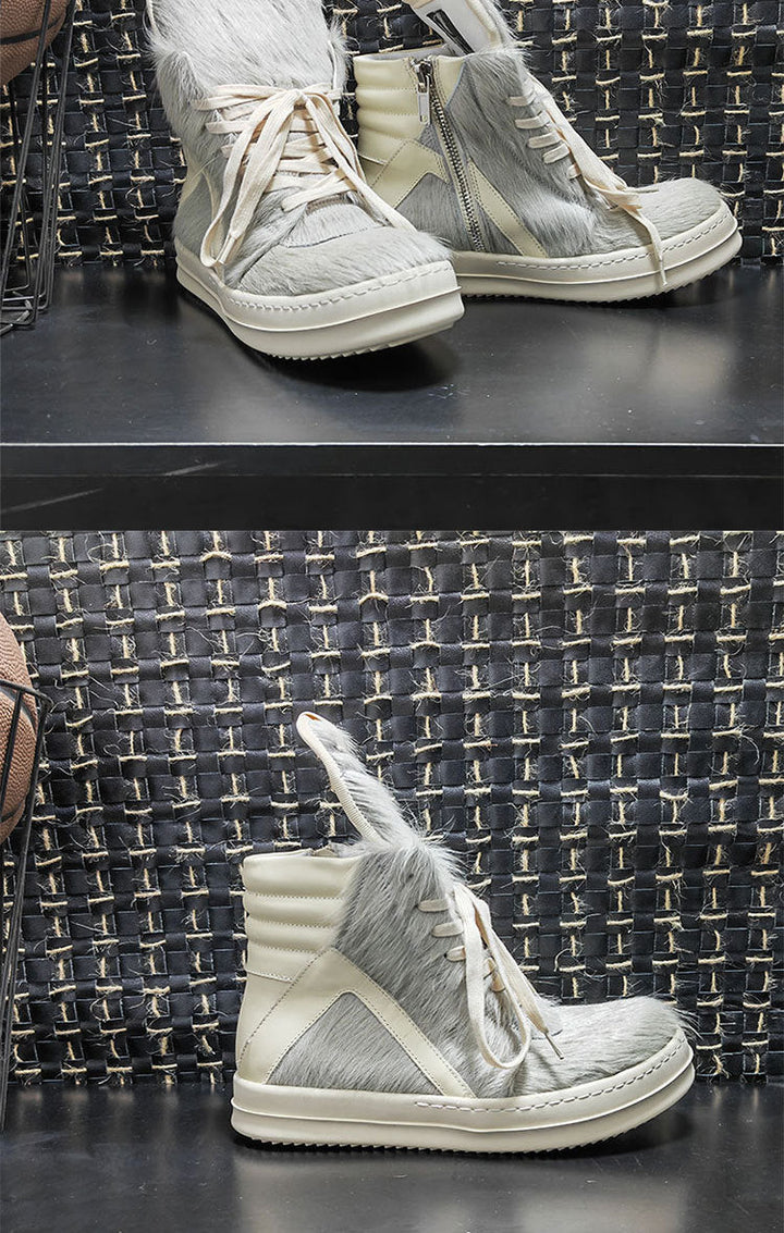 Vaagoon Horsehair Cross-Strap Platform Shoes