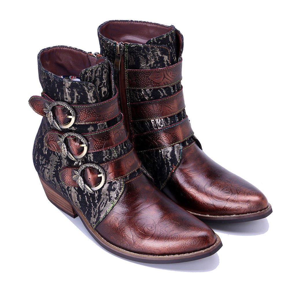 Vaagoon RetroBronze Sheepskin Western Boots