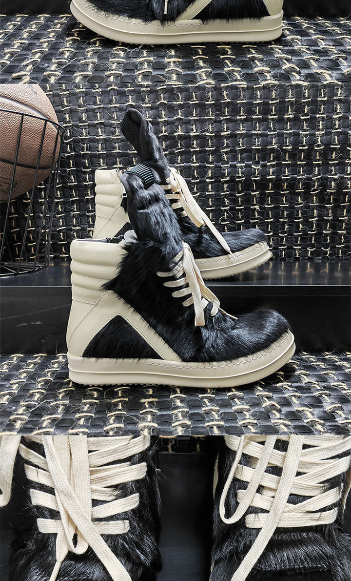 Vaagoon Horsehair Cross-Strap Platform Shoes