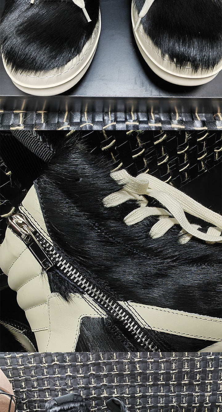 Vaagoon Horsehair Cross-Strap Platform Shoes