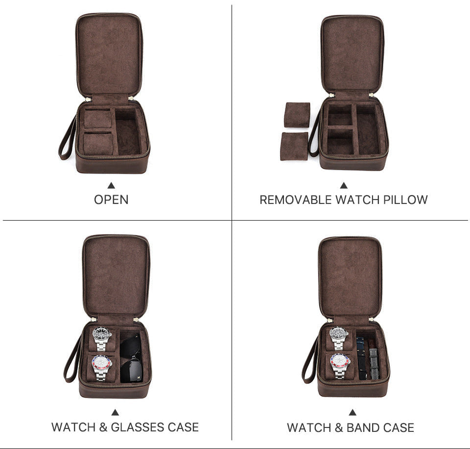 Vaagoon Dual Vault Leather Watch & Glasses Case