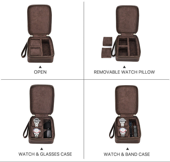 Vaagoon Dual Vault Leather Watch & Glasses Case