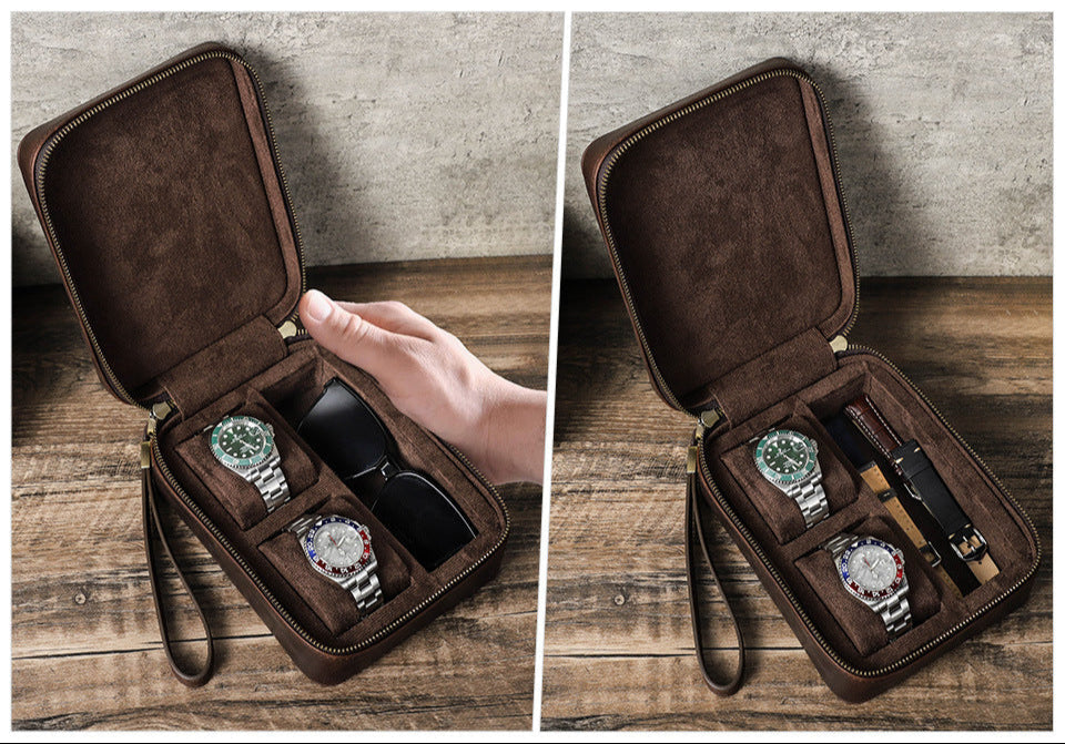 Vaagoon Dual Vault Leather Watch & Glasses Case