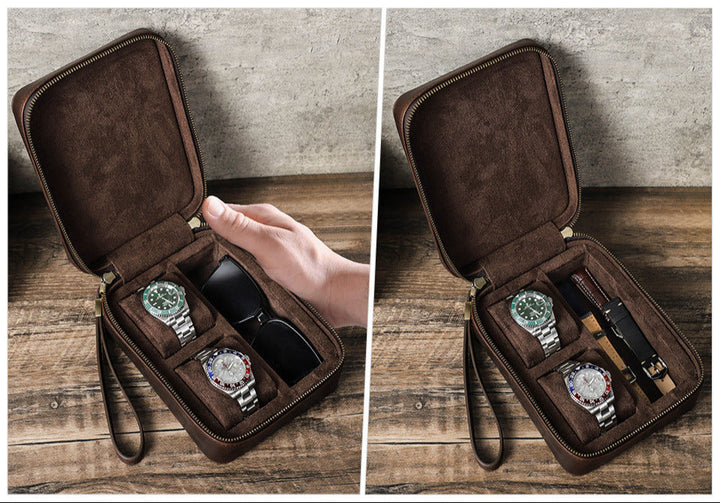 Vaagoon Dual Vault Leather Watch & Glasses Case