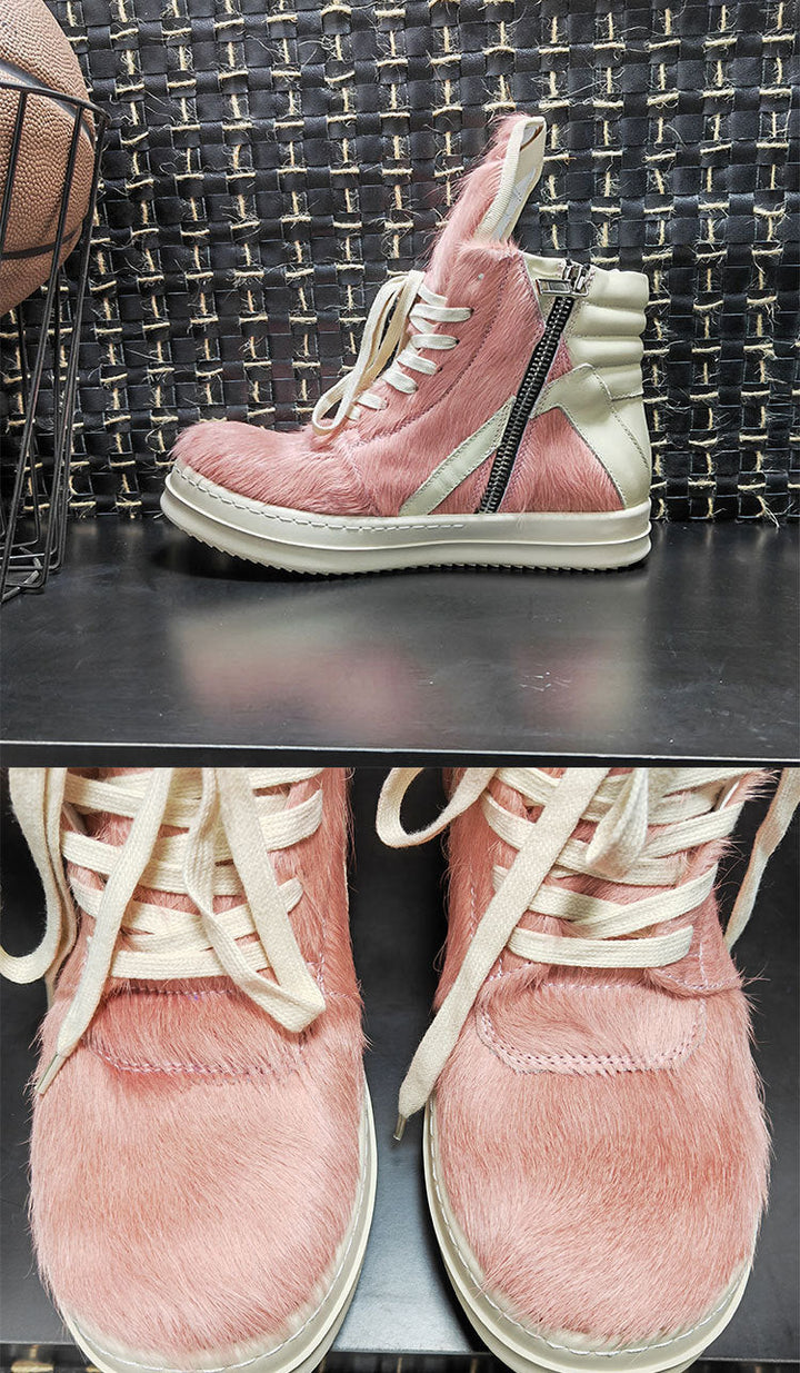 Vaagoon Horsehair Cross-Strap Platform Shoes