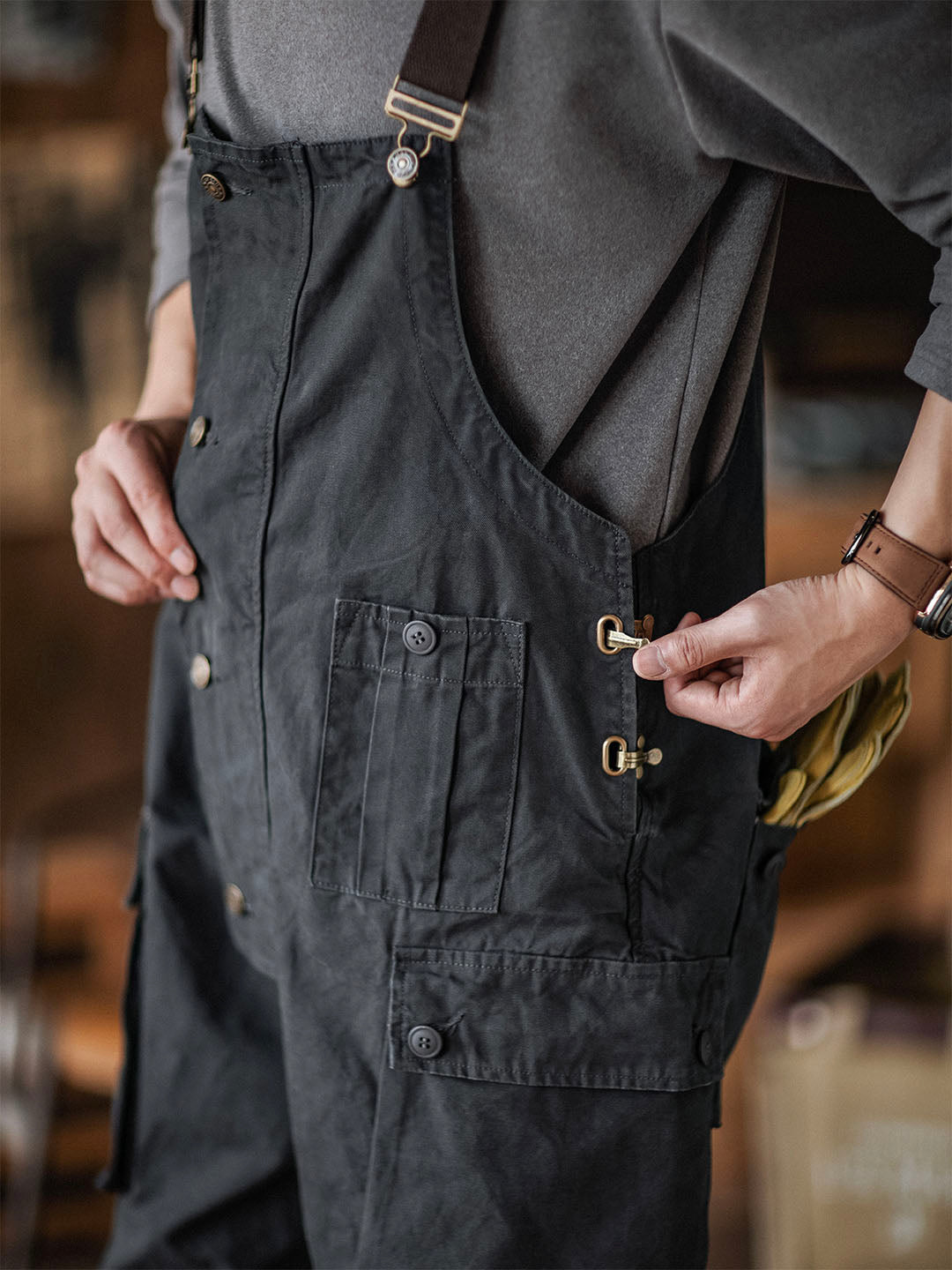 VAAGOON Flap Pockets Button Jumpsuit