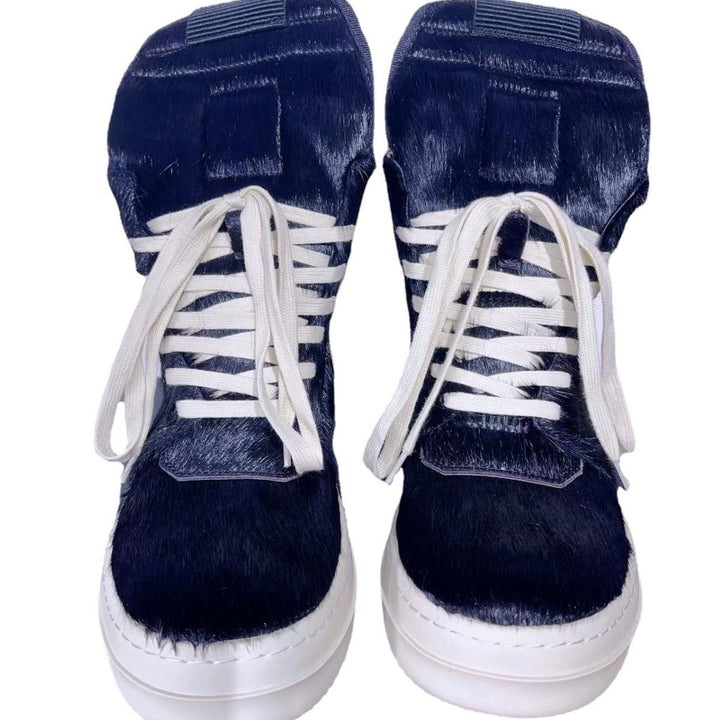 Vaagoon Horsehair Cross-Strap Platform Shoes