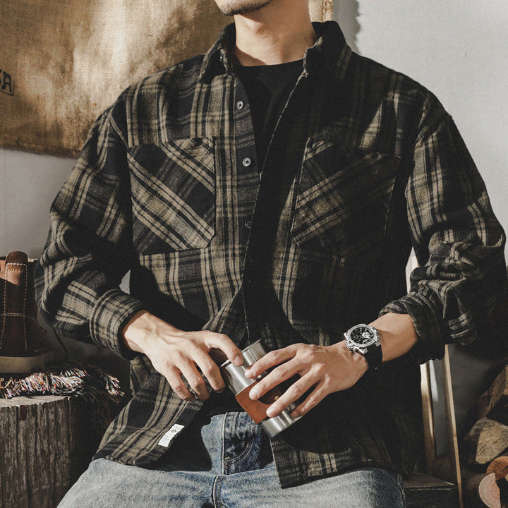 VAAGOON Retro Grid Flannel Shirt
