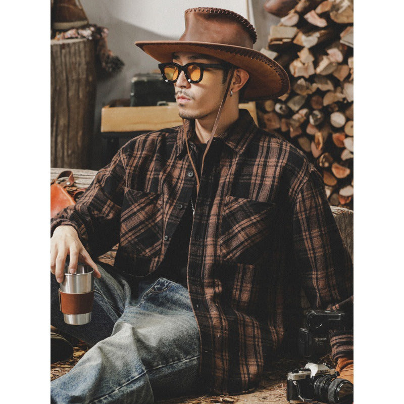 VAAGOON Retro Grid Flannel Shirt
