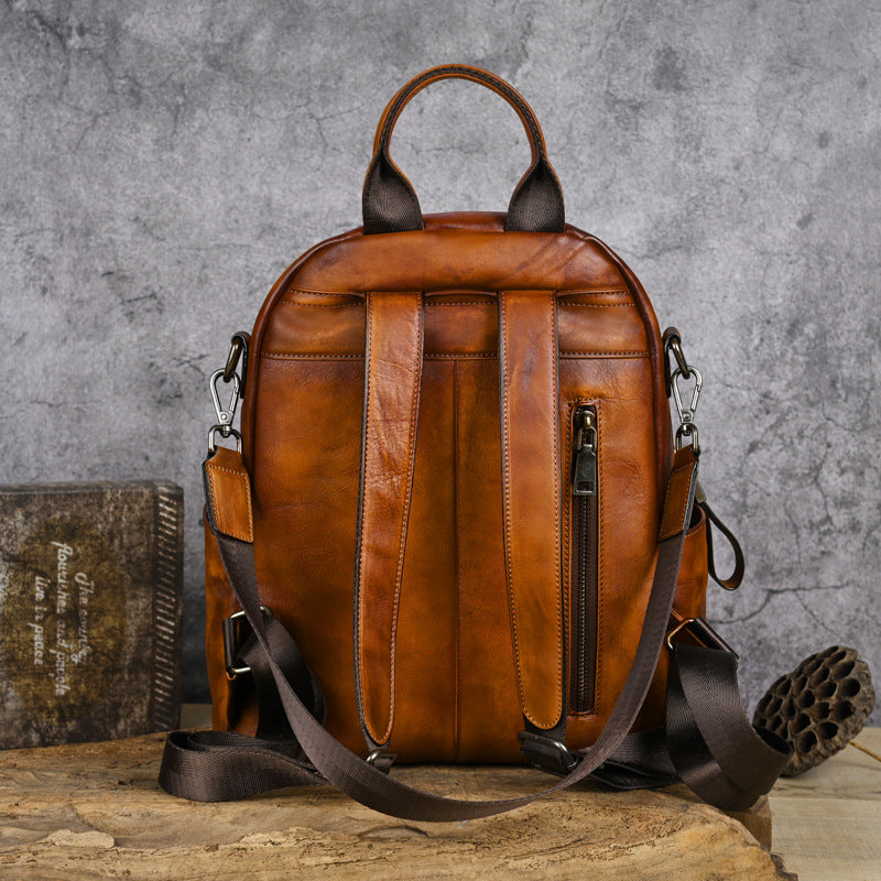 Vaagoon Retro Twin Leather Backpack
