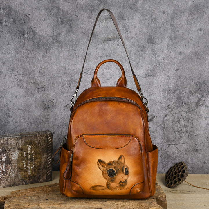 Vaagoon Retro Twin Leather Backpack