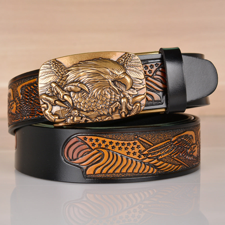 VAAGOON Black Eagle Claw Embossed Genuine Leather Belt – Animal Figure