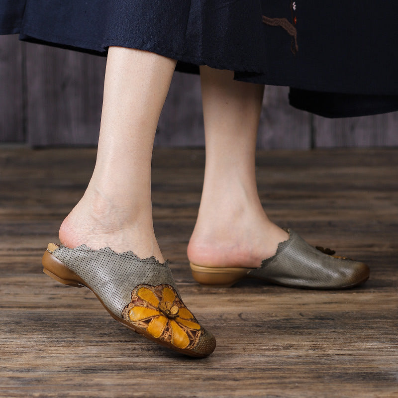 Vaagoon Ethno Charm Genuine Leather Handmade Slippers