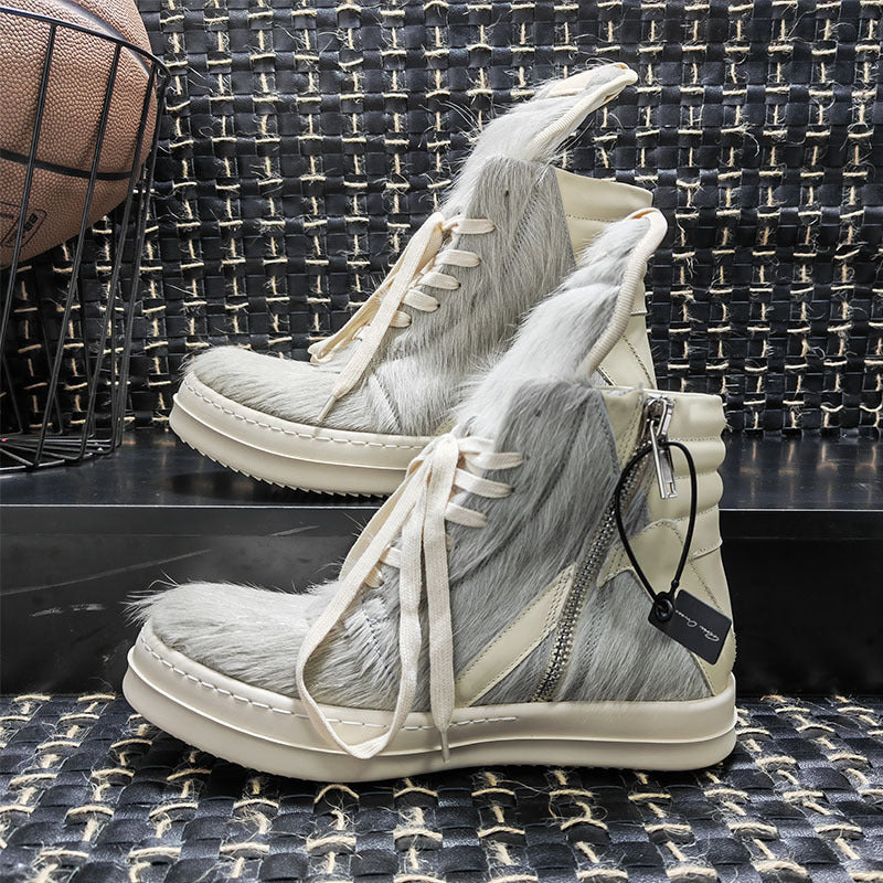 Vaagoon Horsehair Cross-Strap Platform Shoes