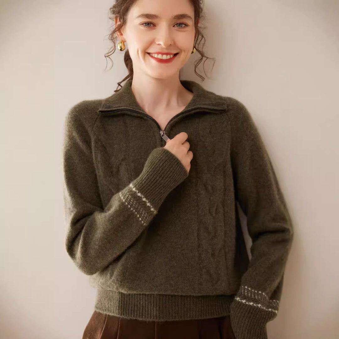 Vaagoon Cashmere Half-Zip Turtleneck Sweater