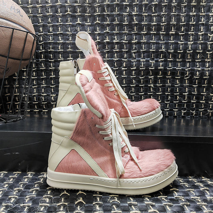 Vaagoon Horsehair Cross-Strap Platform Shoes