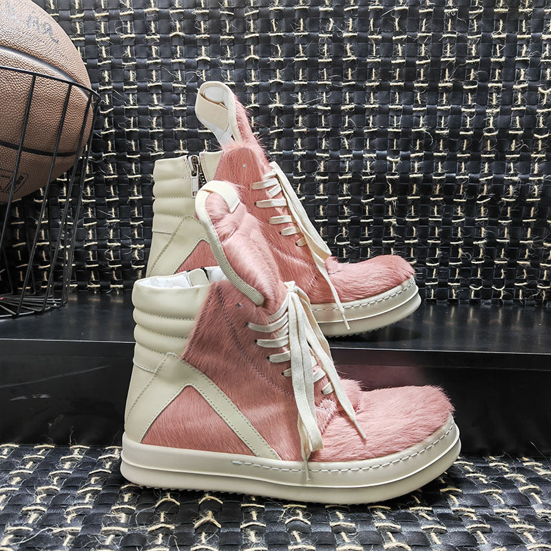 Vaagoon Horsehair Cross-Strap Platform Shoes