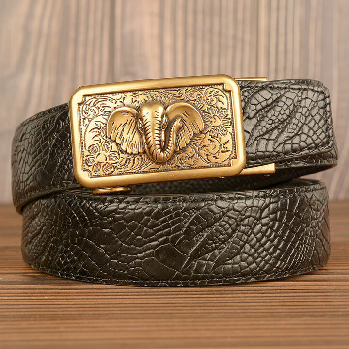 VAAGOON Crocodile Pattern Genuine Leather Belt