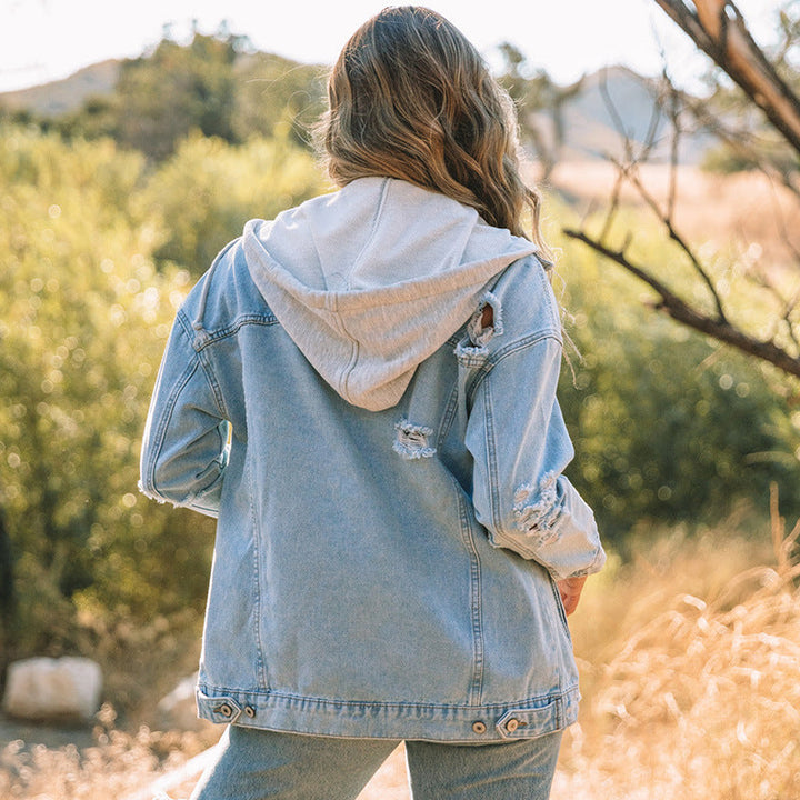 VAAGOON LORA DENIM HOODIE VEST