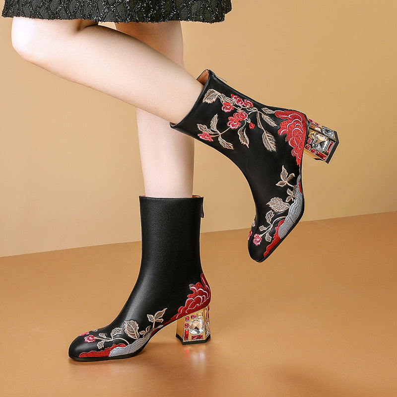 VAAGOON Lora Embroidered Leather Women's Boots